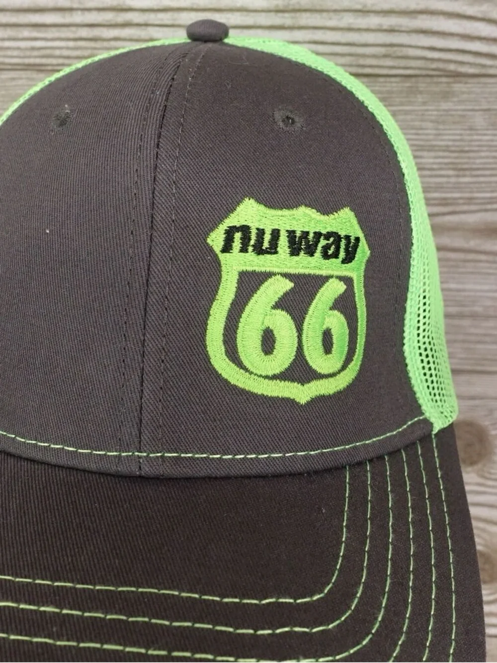Kids Trucker Hat in Charcoal and Neon Green